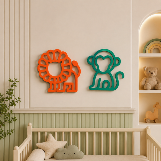 Minimalist Safari Wall Decor for Kids | 3D Printed