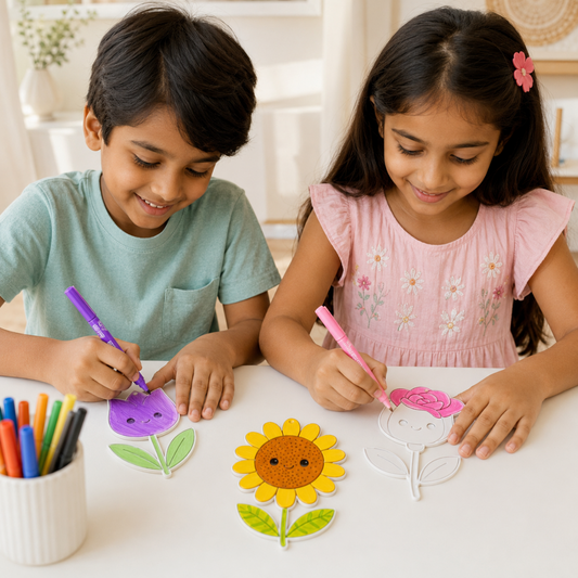 Flower Friends Coloring Set | Sunflower, Rose & Tulip