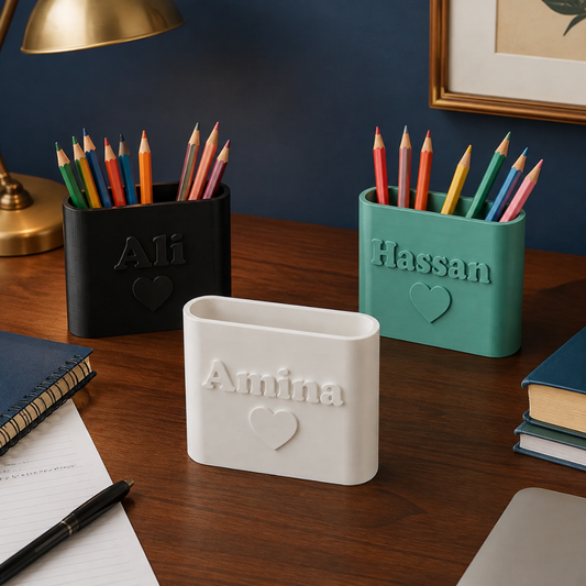 Personalized Name Pen Holder | Custom Desk Organizer